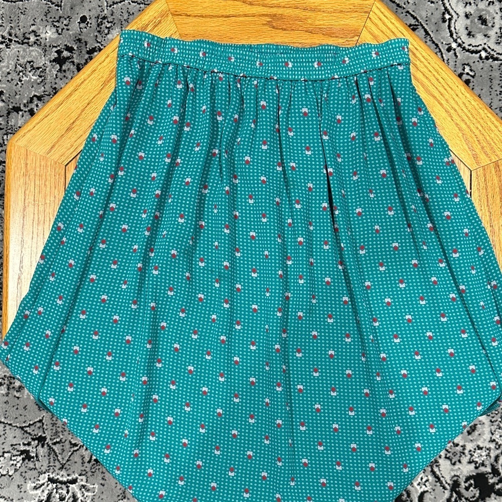 *CATALINA* Plus Vintage Teal x White Circle Polka Dot Stretch Waist Skirt Sz 14